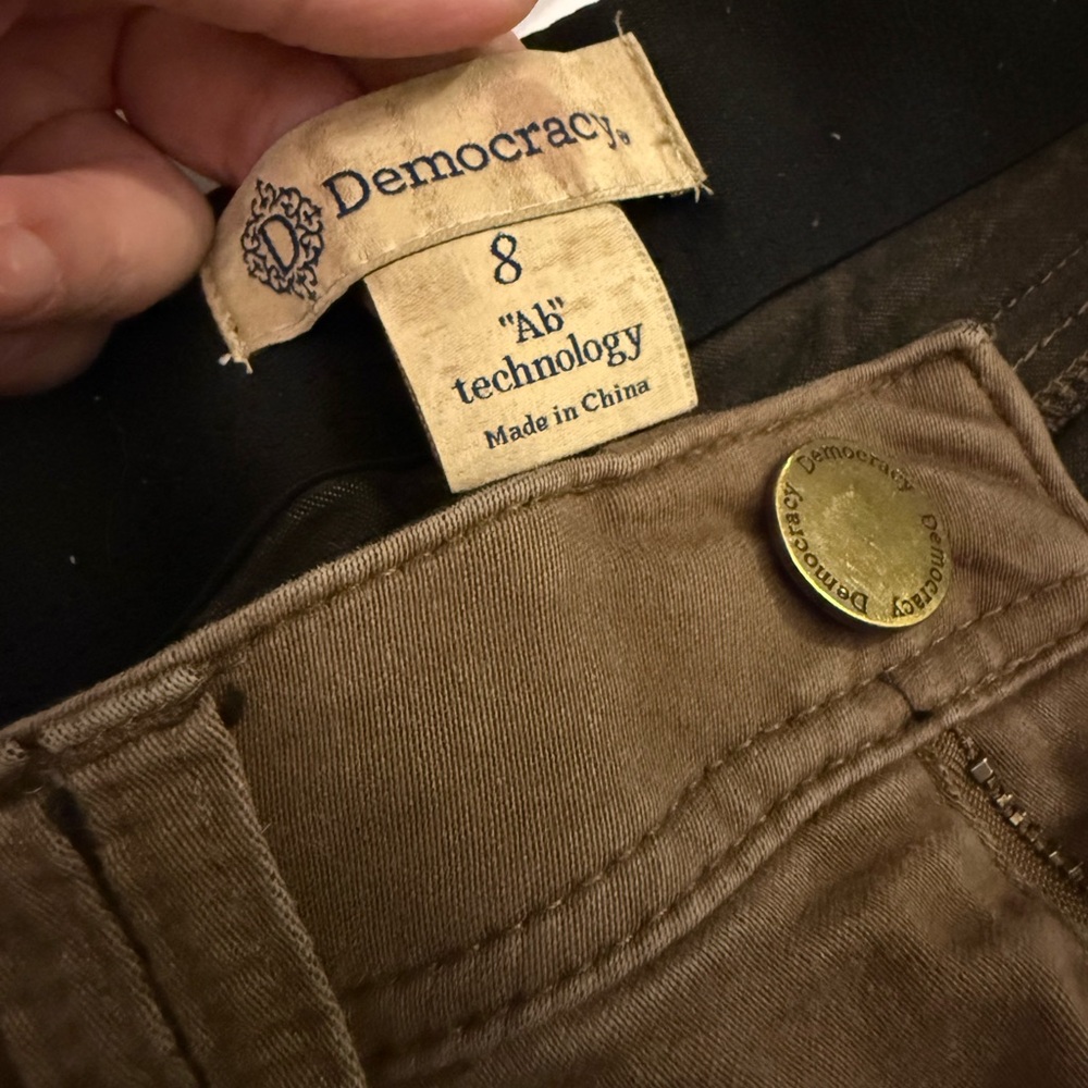 Democracy Brown Skinny Jeans with Branded Button - Picture 2 of 7